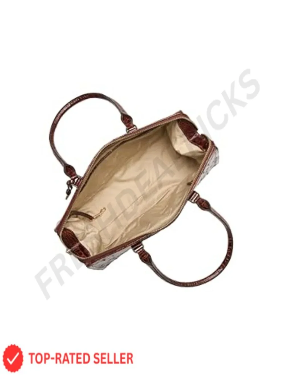 Leather Satchel Handbag Zip Top Back Pocket Rolled Handles